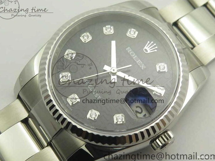 0104 Breathable DateJust 36 SS 116200 Fluted Bezel DJF Best Edition Black Com Diam Dial on SS 904L Oyster Bracelet A 3367